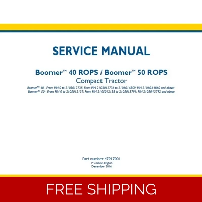 NEW HOLLAND BOOMER 40D CVT , BOOMER 45D CVT , BOOMER 50D CVT TIER 3 COMPACT TRACTOR SERVICE REPAIR M